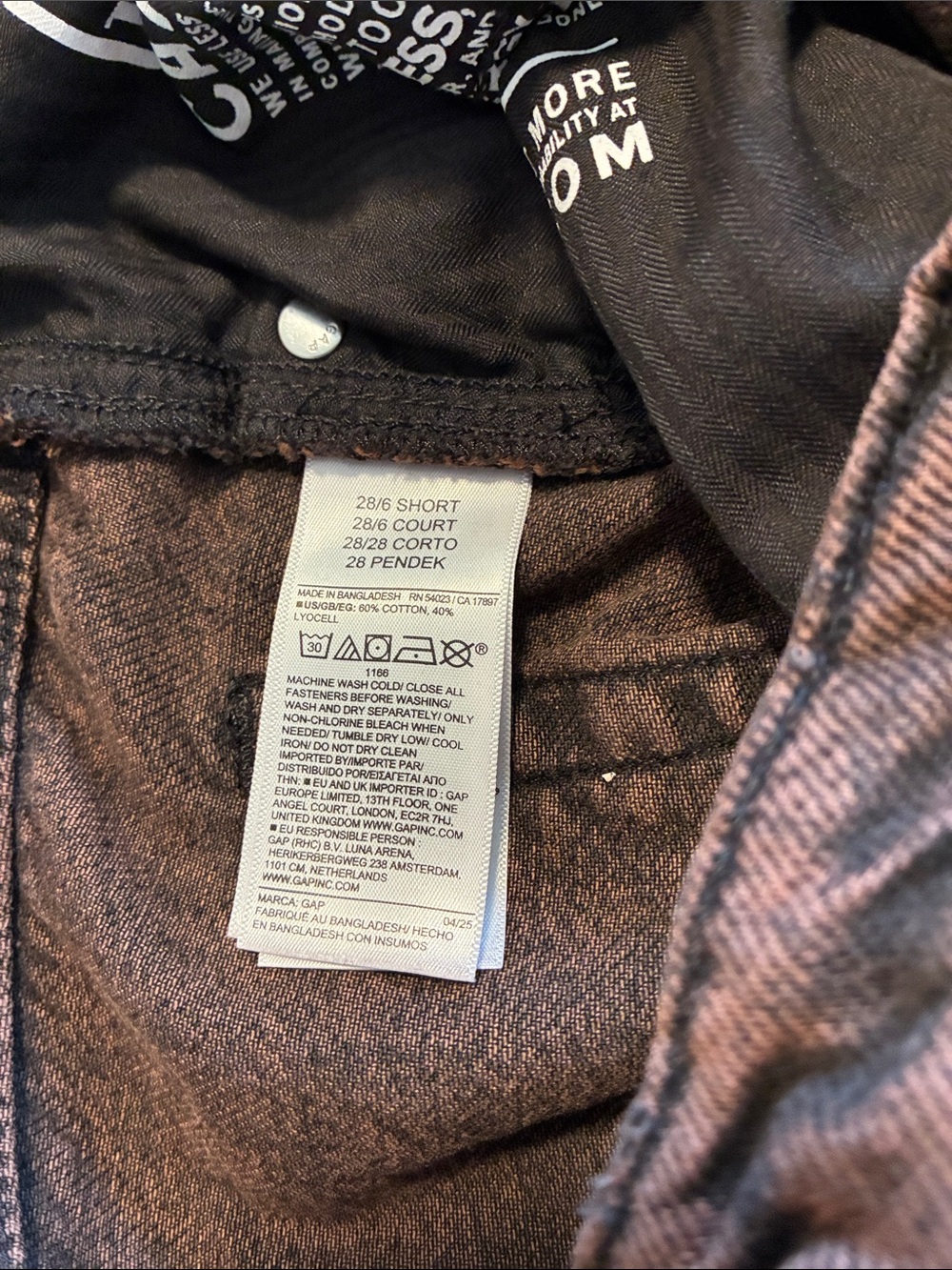GAP brown baggy mid wise jeans 28" size 6 petite cotton streetwear cottagecore - Picture 4 of 4